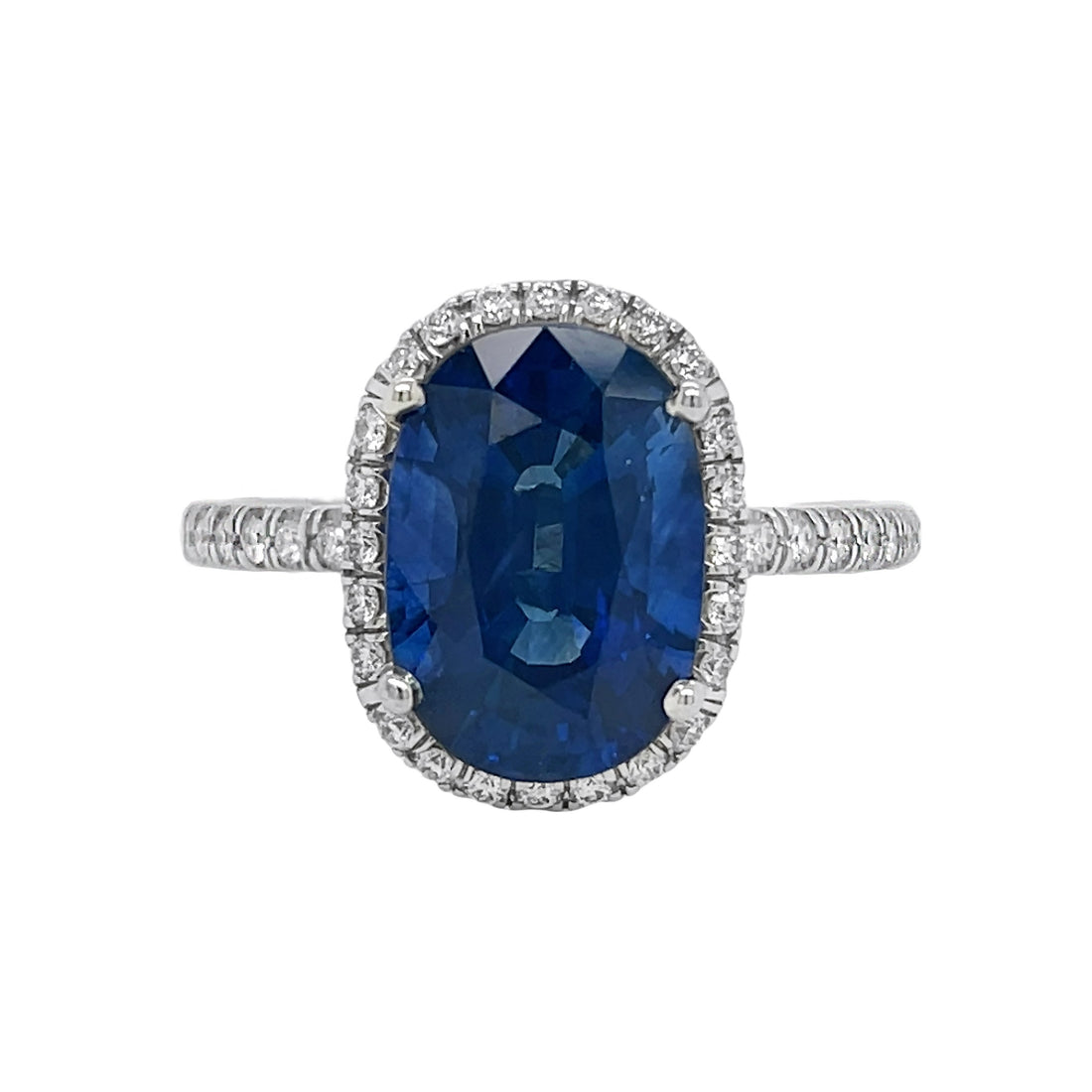 18kt White Gold Diamond and Blue Sapphire Ring