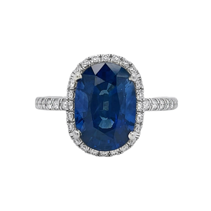 18kt White Gold Diamond and Blue Sapphire Ring
