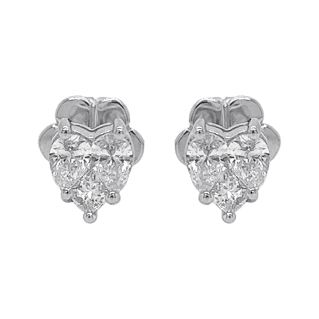 18kt White Gold Diamond Heart Earrings