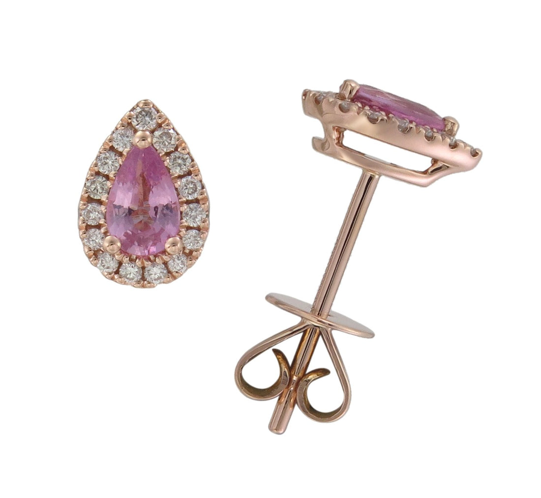 18kt Rose Gold Diamond and Pink Sapphire Earrings