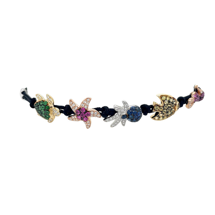 18kt Tri-color Gold and Multi Sapphire Bracelet