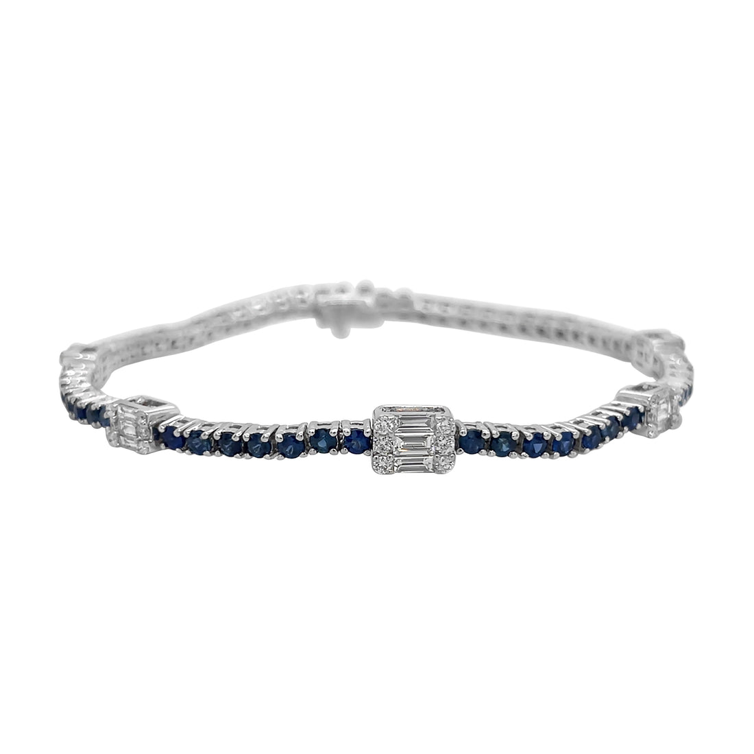 18kt White Gold Diamond and Sapphire Bracelet