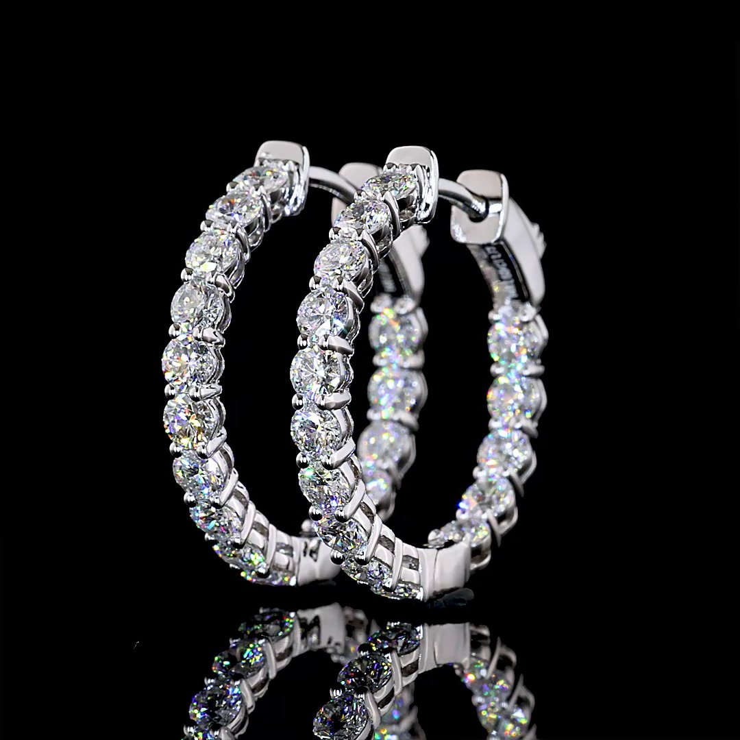 14kt White Gold Lab Diamond Hoops