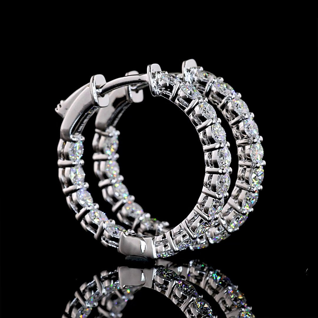 14kt White Gold Lab Diamond Hoops