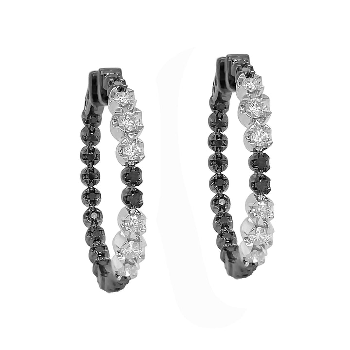 18kt Black Gold Black and White Diamond Inside-out Hoops