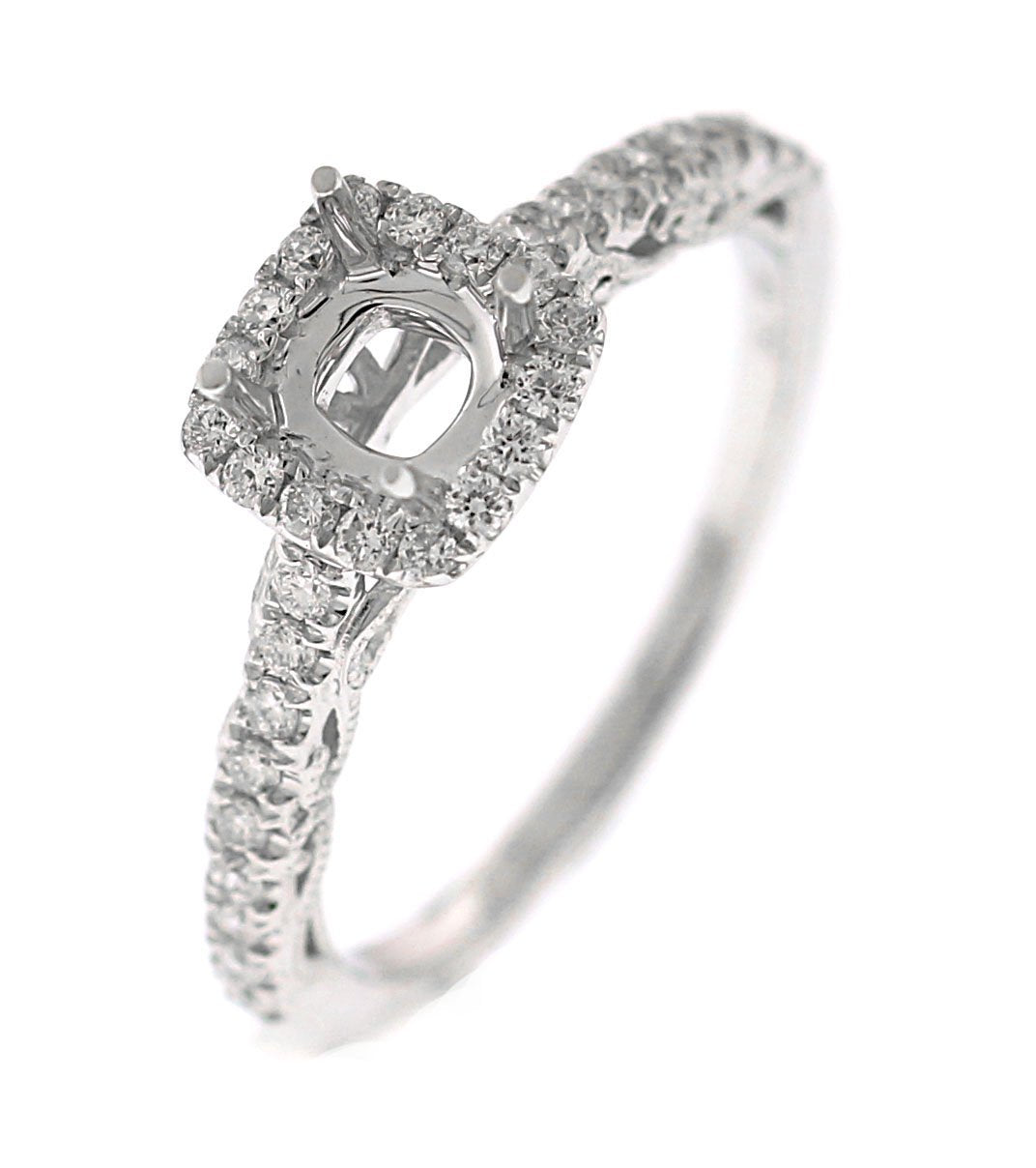 18kt White Gold Diamond Halo Semi Mount