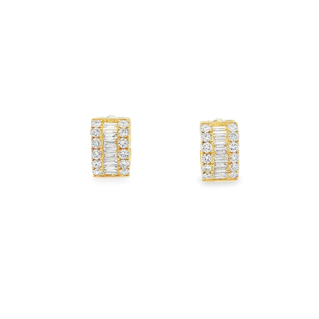 18kt Yellow Gold Diamond Huggie Earrings