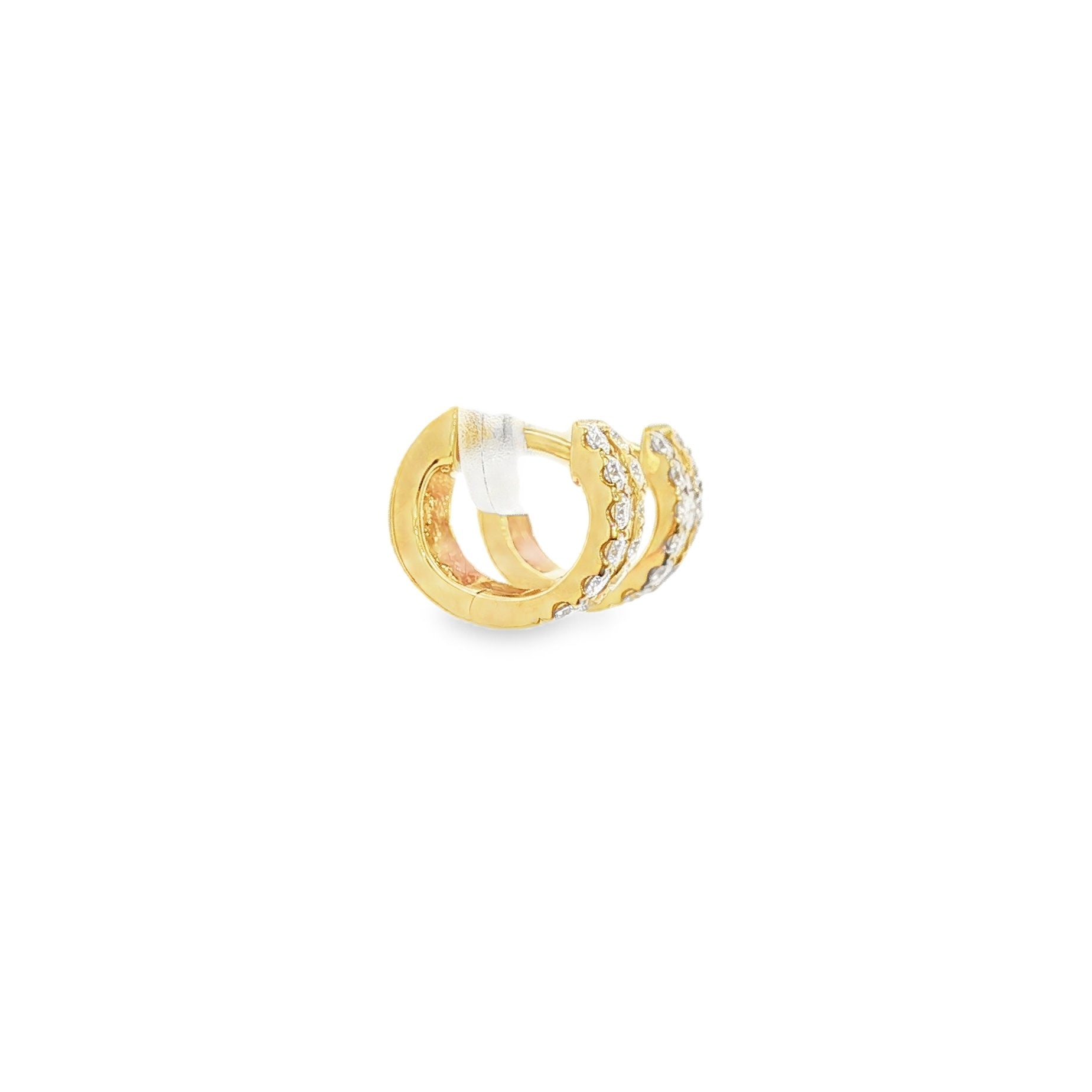 18kt Yellow Gold Diamond Huggie Earrings