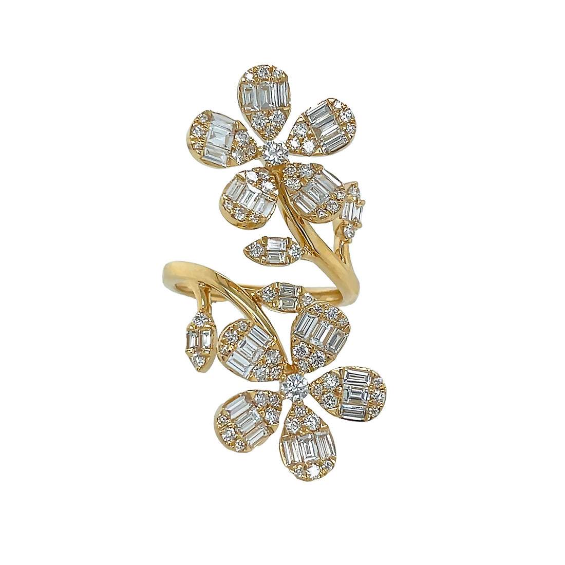 18kt Yellow Gold Diamond Flower Ring