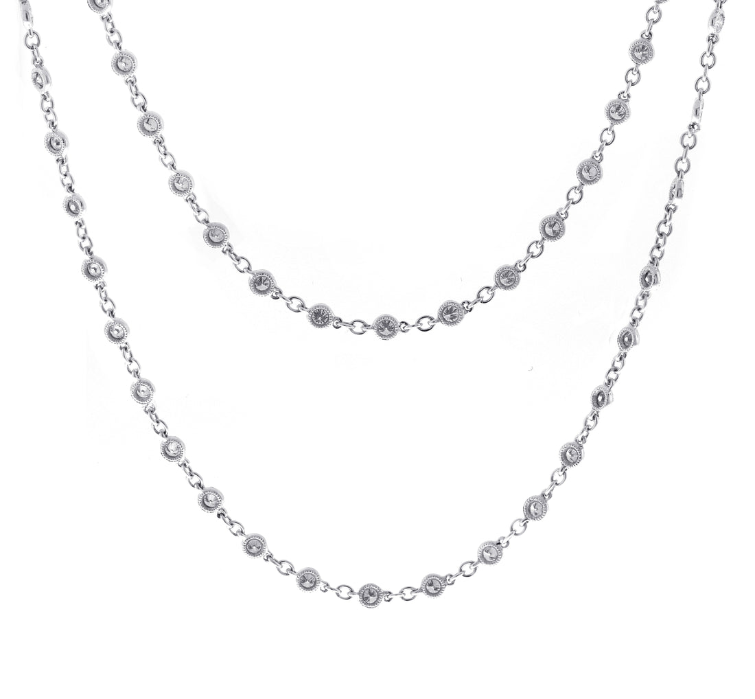 18kt White Gold Diamond by the inch Necklace