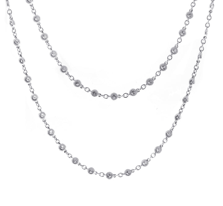 18kt White Gold Diamond by the inch Necklace