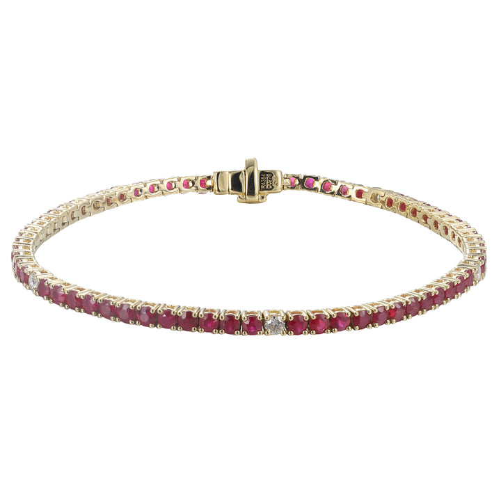 18kt Yellow Gold Diamond and Ruby Tennis Bracelet