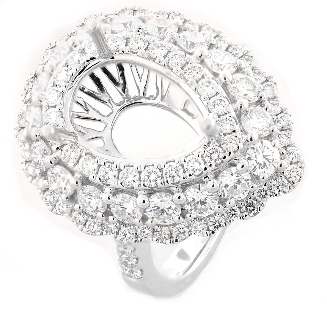 18kt White Gold Diamond Halo Semi Mount