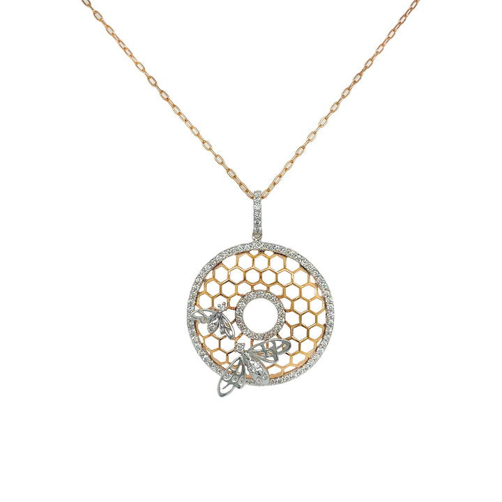 18kt Rose And White Gold Diamond Honeycomb Pendant