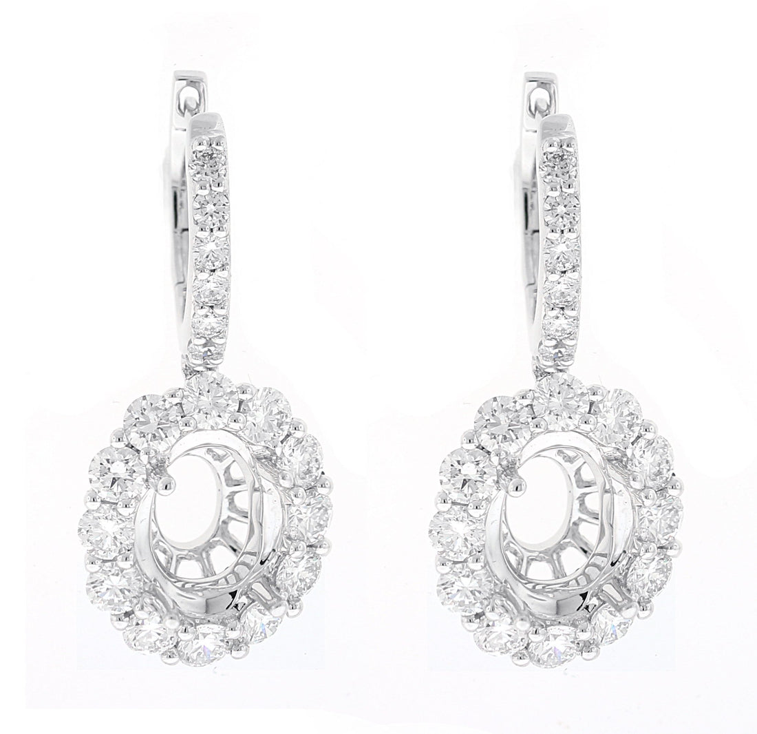 18kt White Gold Diamond Dangling Earrings Mounting