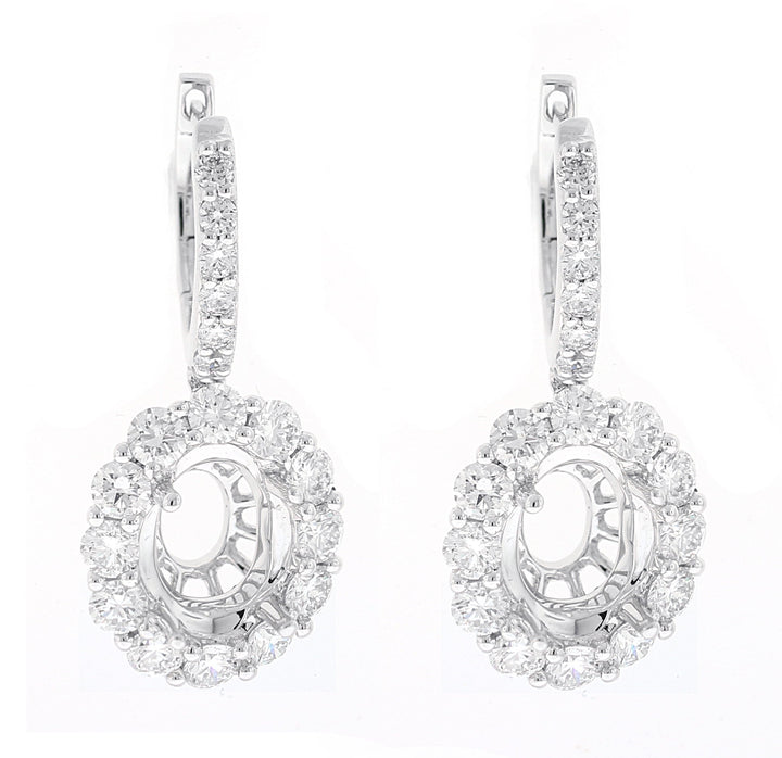 18kt White Gold Diamond Dangling Earrings Mounting