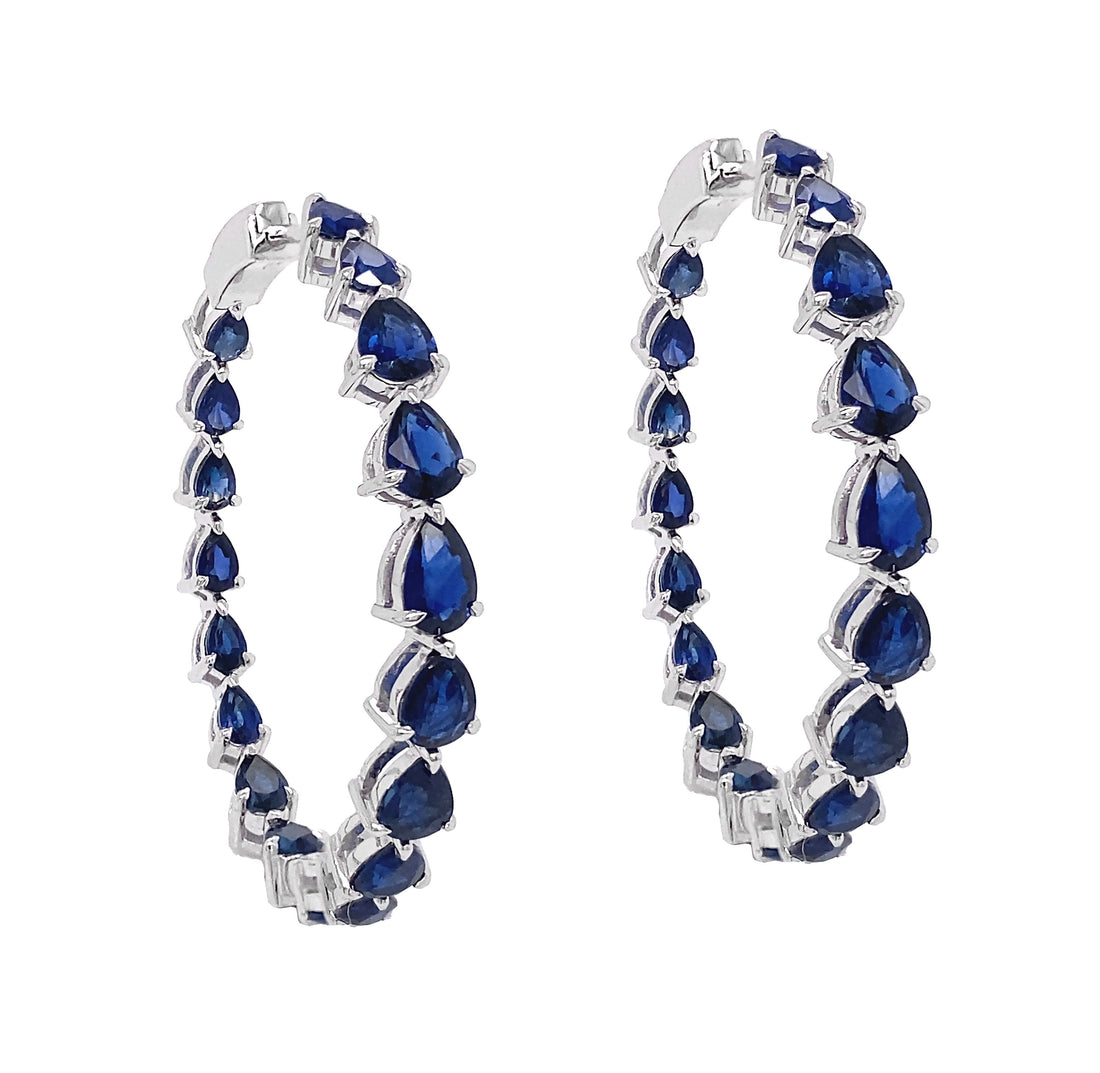 18kt White Gold Sapphire Hoops