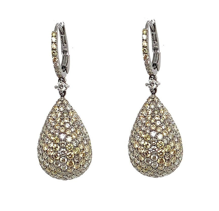 18kt Black Gold Yellow Diamond Dangling Earrings