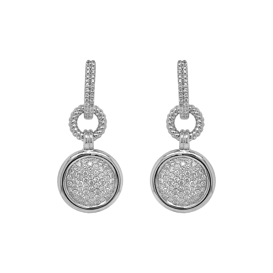 18kt White Gold Diamond Dangling Earrings