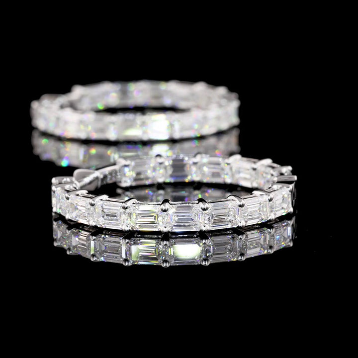 14kt White Gold Lab Diamond Hoops
