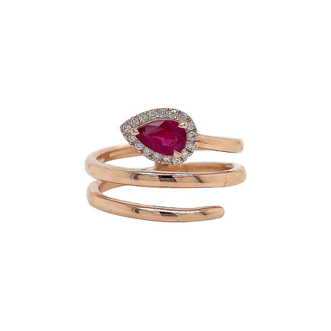 18kt Rose Gold Diamond And Ruby Ring