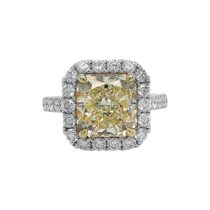 18kt White And Yellow Gold GIA Certified Fancy Yellow Diamond Ring