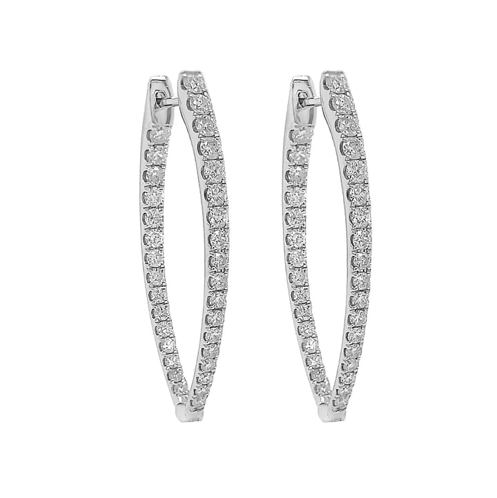 18kt White Gold Diamond Hoops