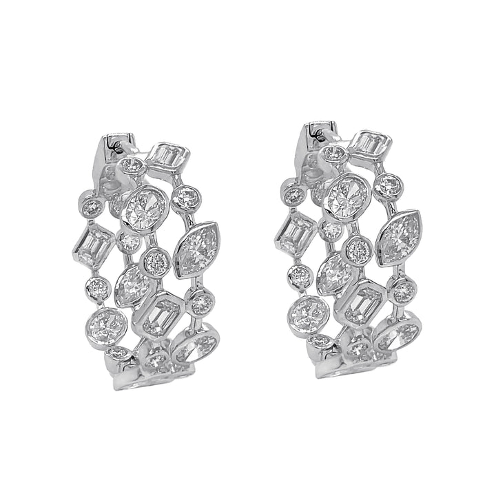 18kt White Gold Diamond Hoops