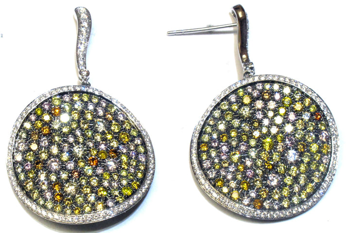 18kt black Gold Multi color Dangling Earrings