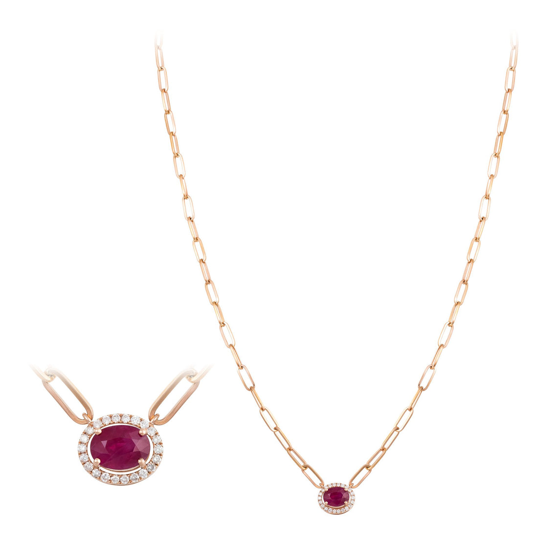 18kt Rose Gold Diamond and Ruby Pendant