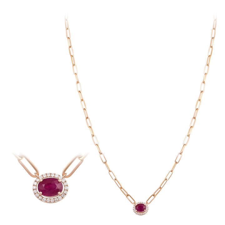 18kt Rose Gold Diamond and Ruby Pendant