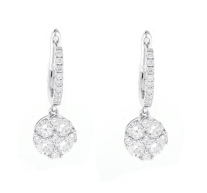 18kt White Gold Diamond Dangling Earrings