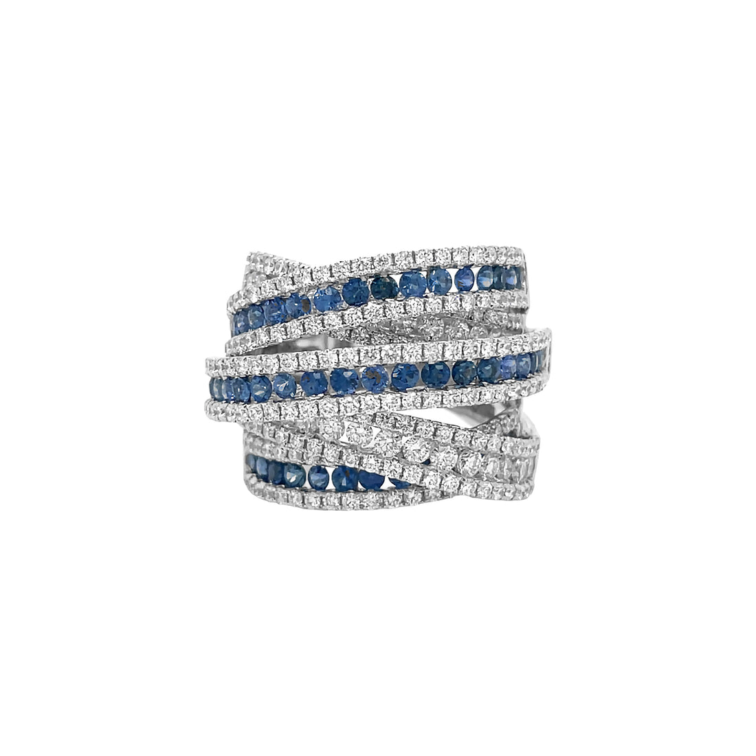 18kt White Gold Diamond and Blue Sapphire Ring