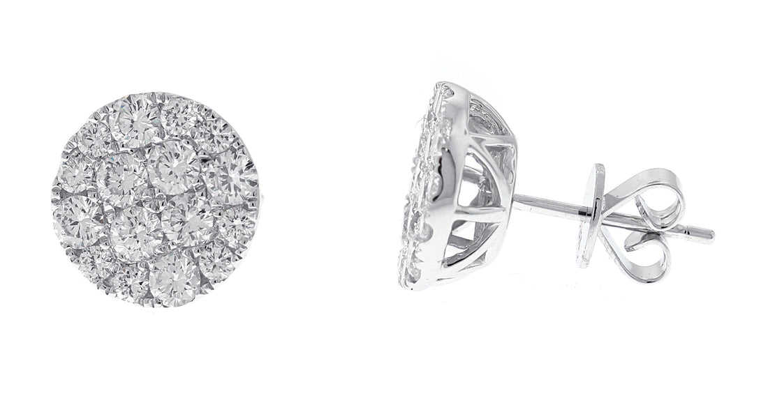 18kt White Gold Diamond Cluster stud Earrings
