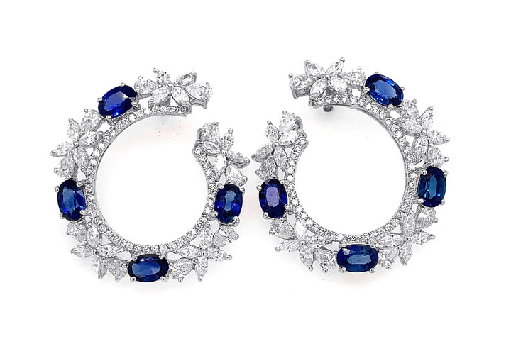 18kt White Gold Diamond and Sapphire Earrings