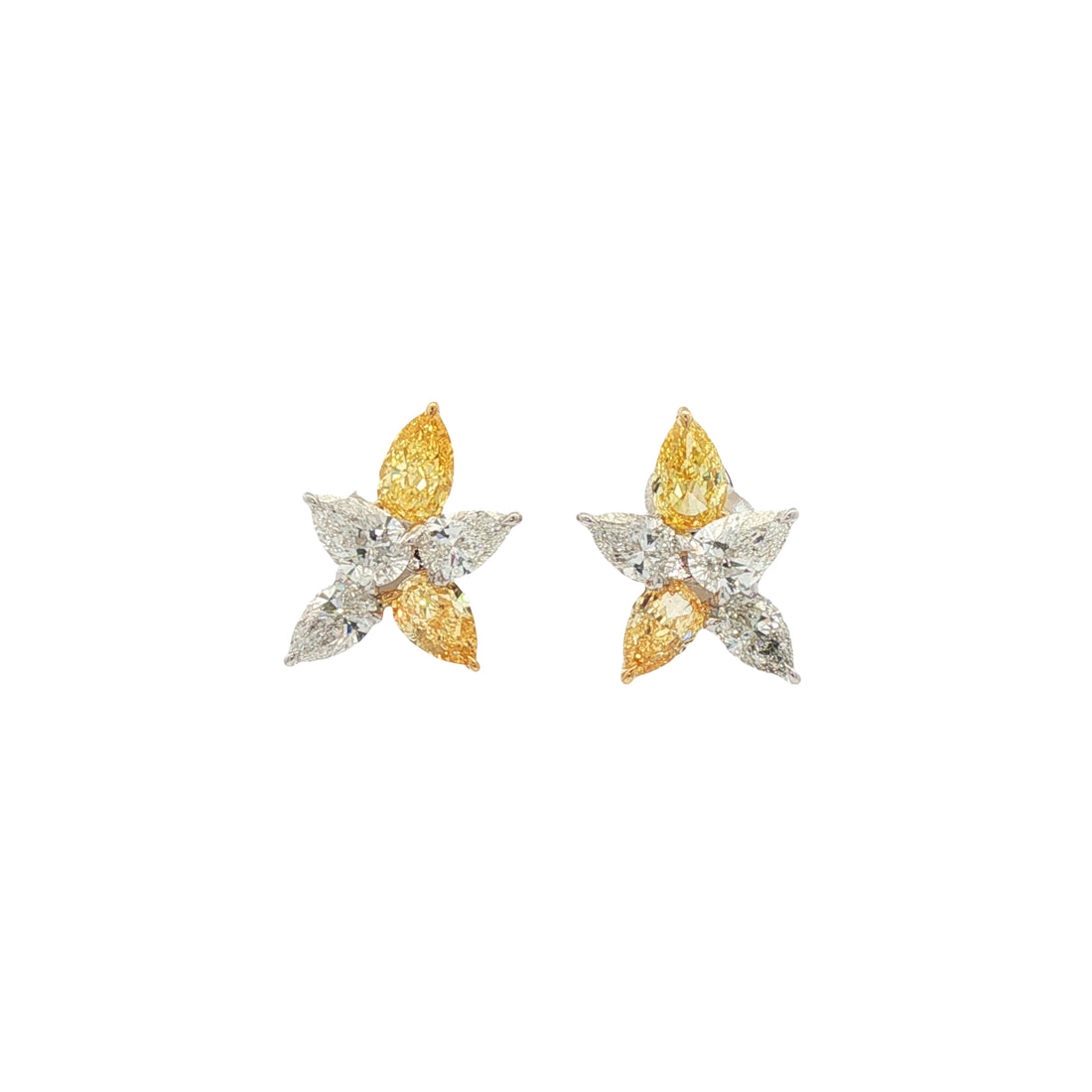 18kt White And Yellow Gold Lab Diamond And Yellow Diamond Earring