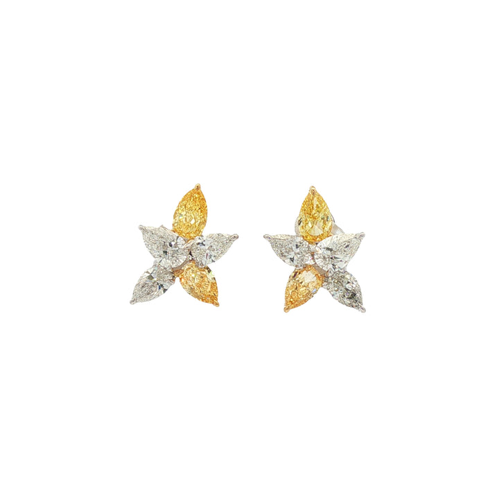 18kt White And Yellow Gold Lab Diamond And Yellow Diamond Earring