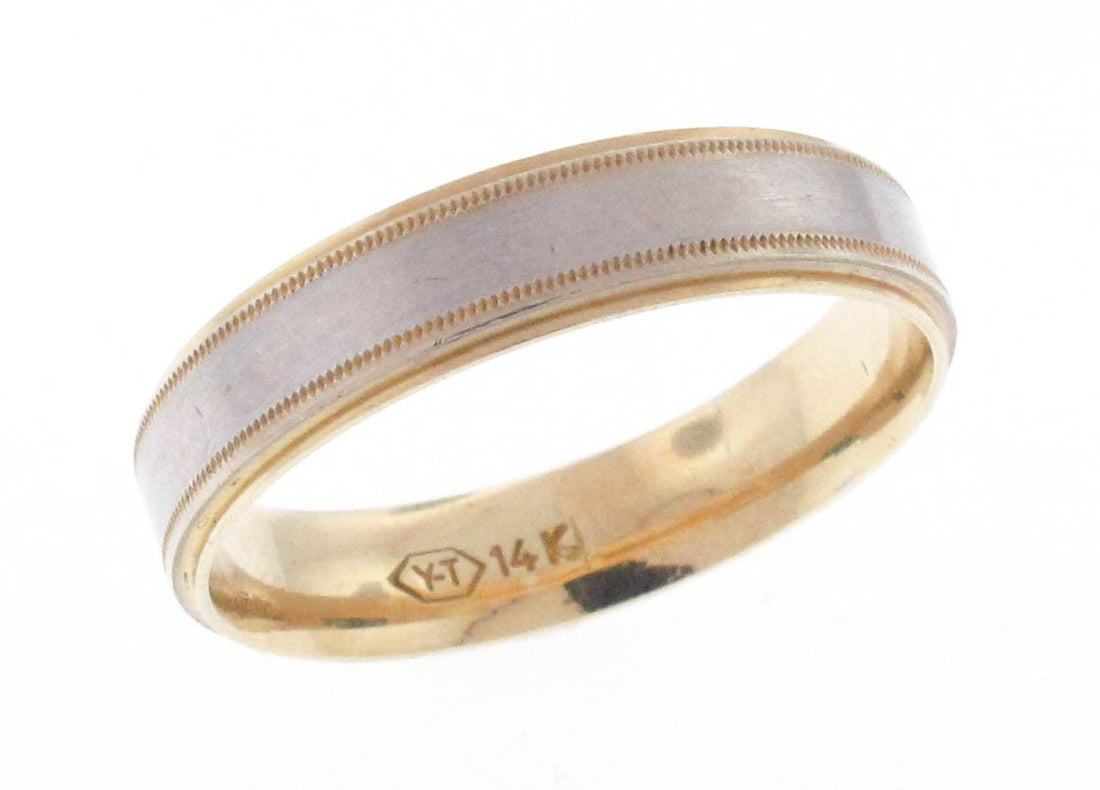 14kt White And Yellow Gold Men's Wedding Band