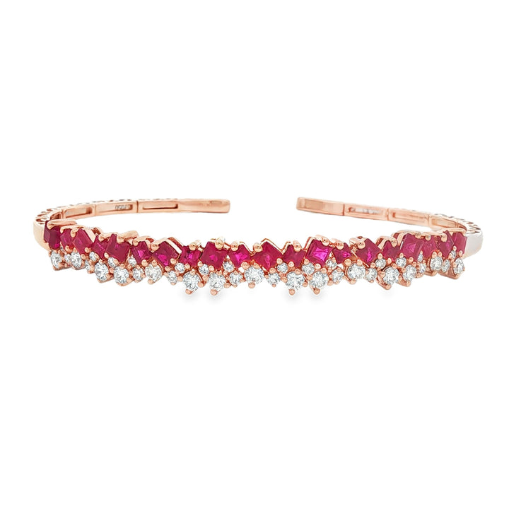 18kt Rose Gold Diamond And Ruby Bangle