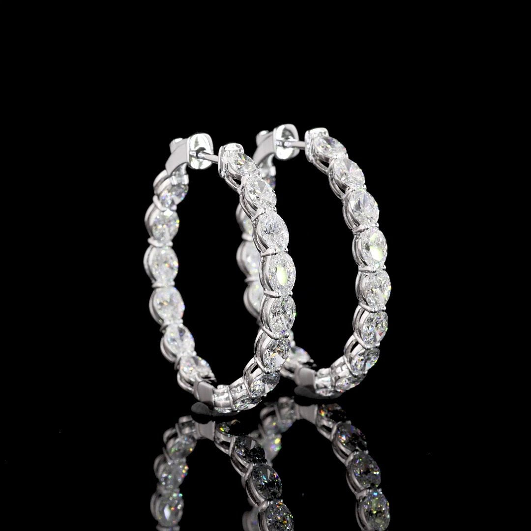 14kt White Gold Lab Diamond Hoops