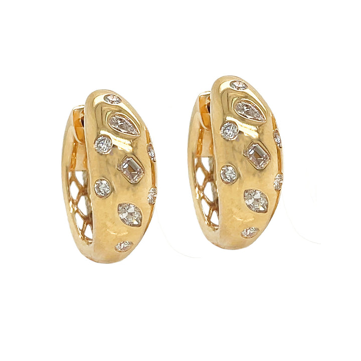 18kt Yellow Gold Diamond Huggie Earrings