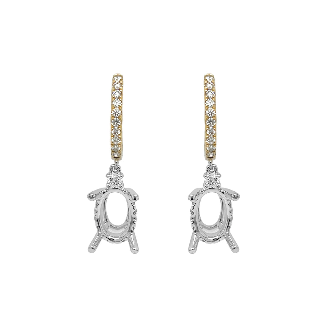 18kt Yellow and White Gold Diamond Dangling Earring Mounting