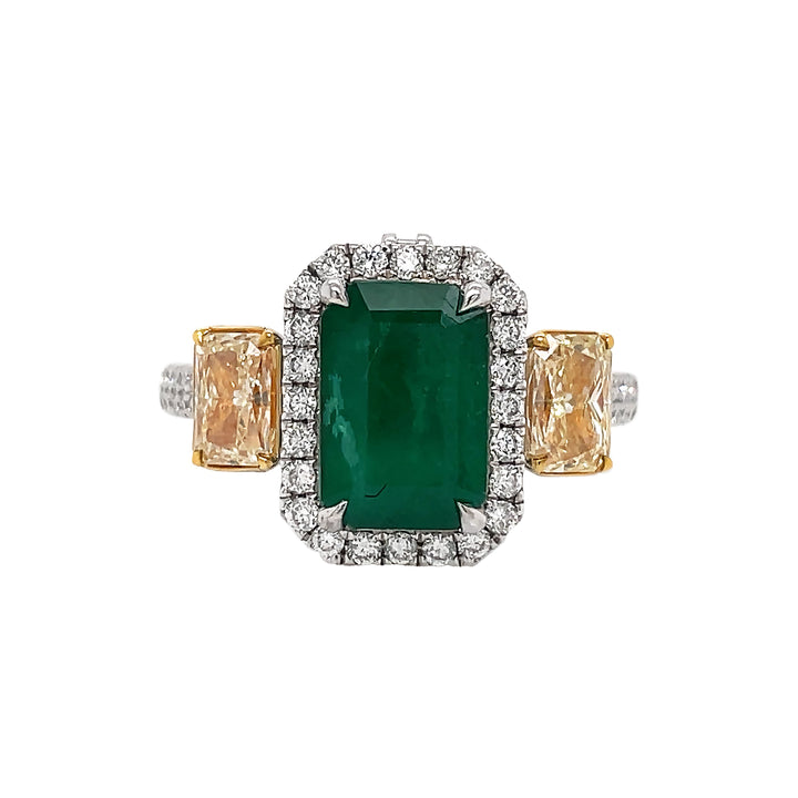 18kt White Gold Emerald and Diamond Ring