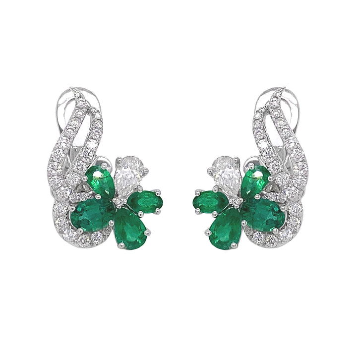 18kt White Gold Diamond and Emerald Earrings