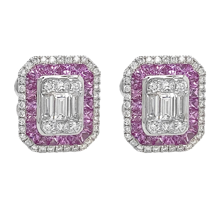 18kt White Gold Diamond and Sapphire Earrings