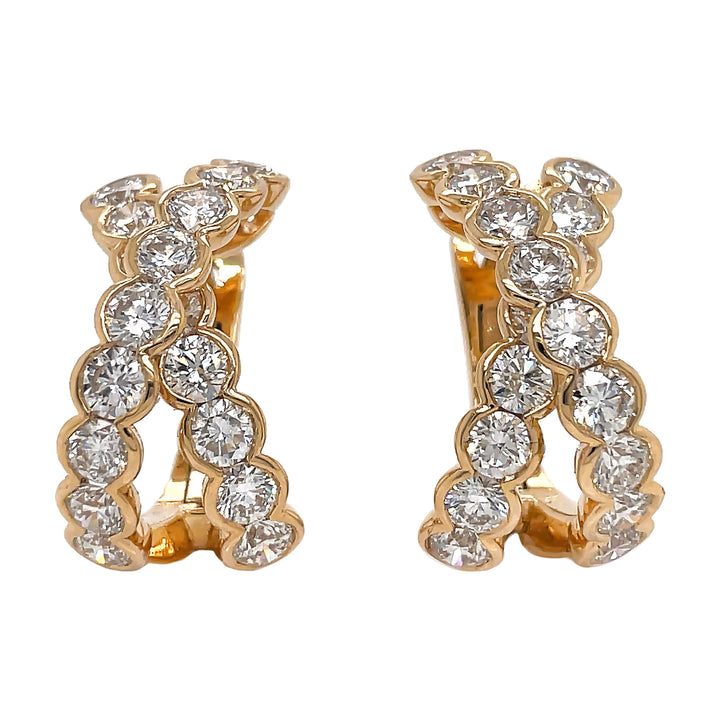 18kt Yellow Gold Diamond Hoop Earrings