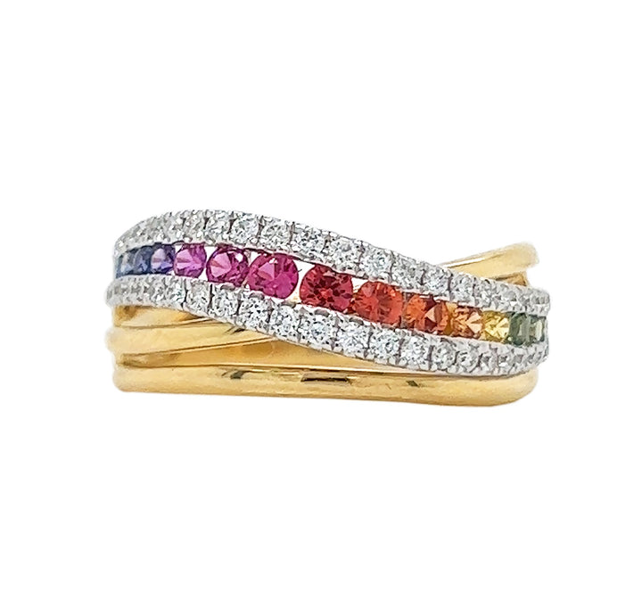 18kt Yellow Gold Diamond And Sapphire Ring