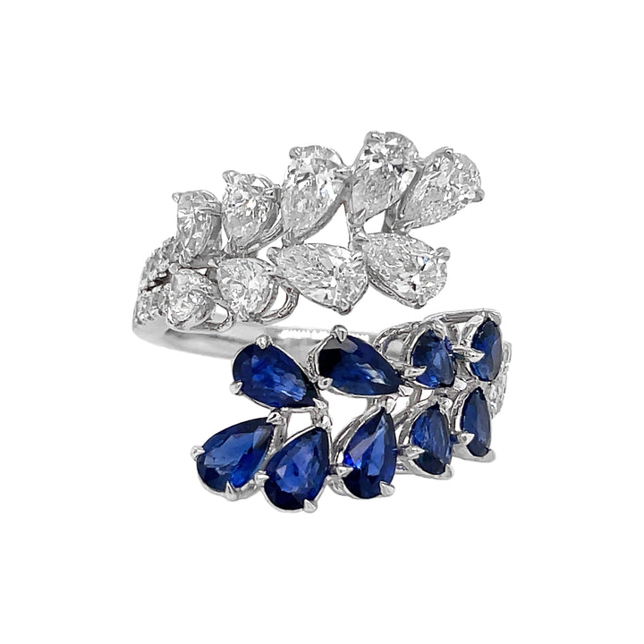 18kt White Gold Diamond and Blue Sapphire Ring.