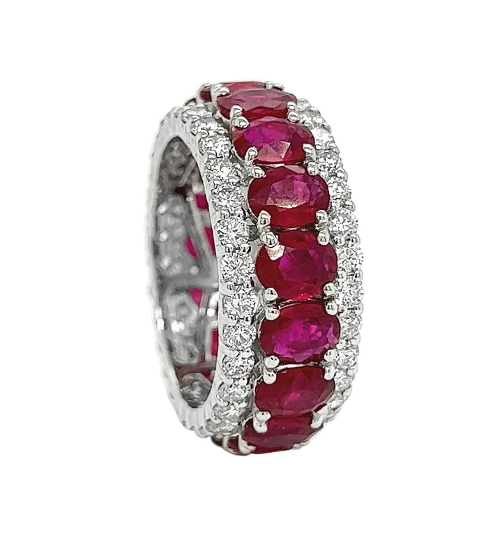 18kt White Gold Diamond And Ruby Band