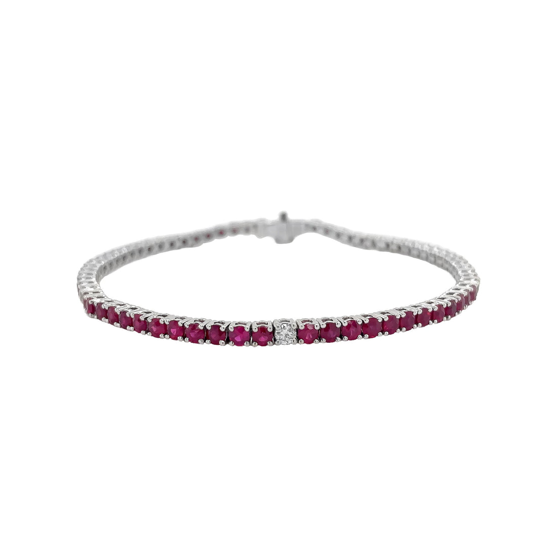 18kt White Gold Diamond and Ruby Bracelet